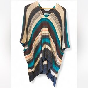 Elegant Multicolor V-Neck Poncho